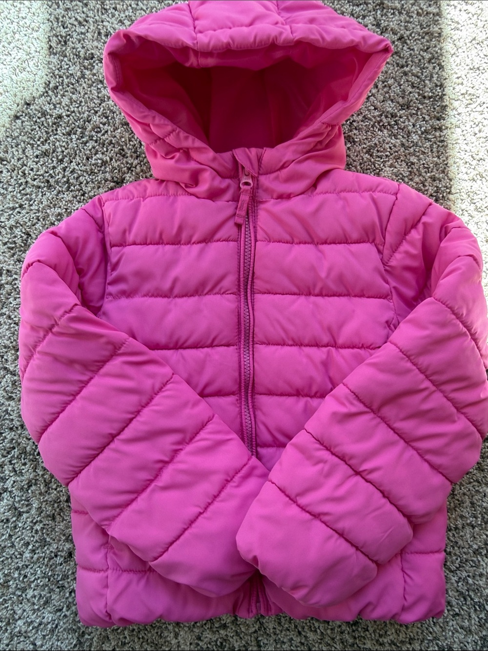 Children's Place Girls' Hooded Hot Pink Quilted Puffer Jacket size small 5/6